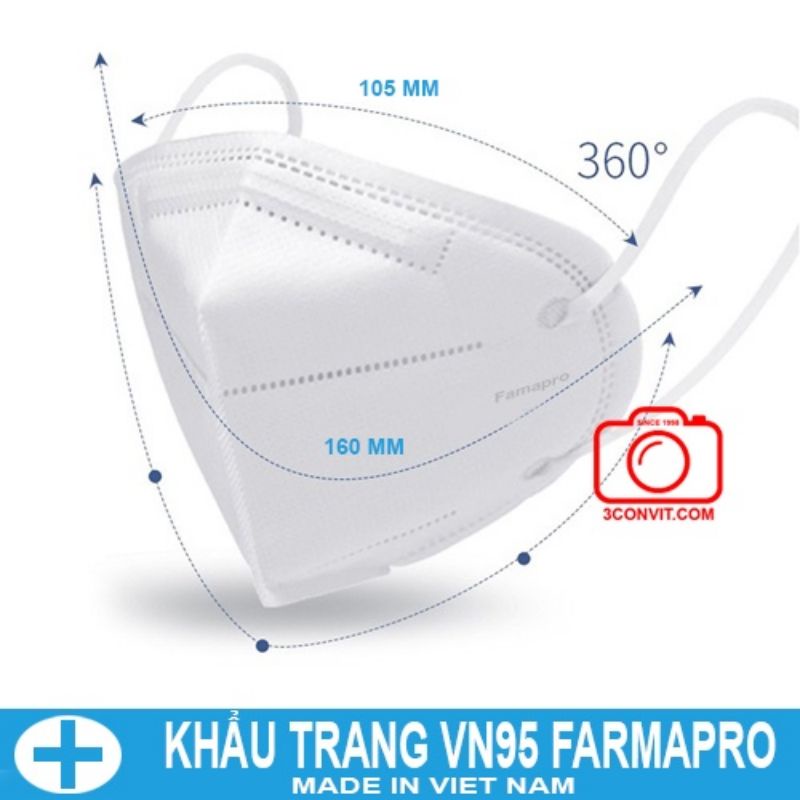 Thùng 500 chiếc (50 hộp) Khẩu trang 3D kháng khuẩn VN95 Famapro Chuẩn N95