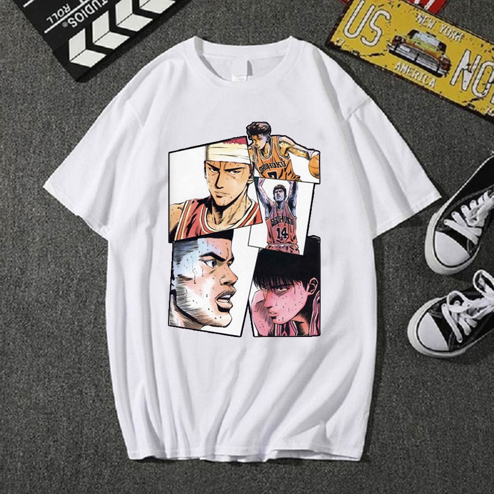 2021 Moda Japonesa Anime Slam Dunk T-shirts Streetwear Esporte Para Homens Mulheres Verão Hip Hop Manga Curta