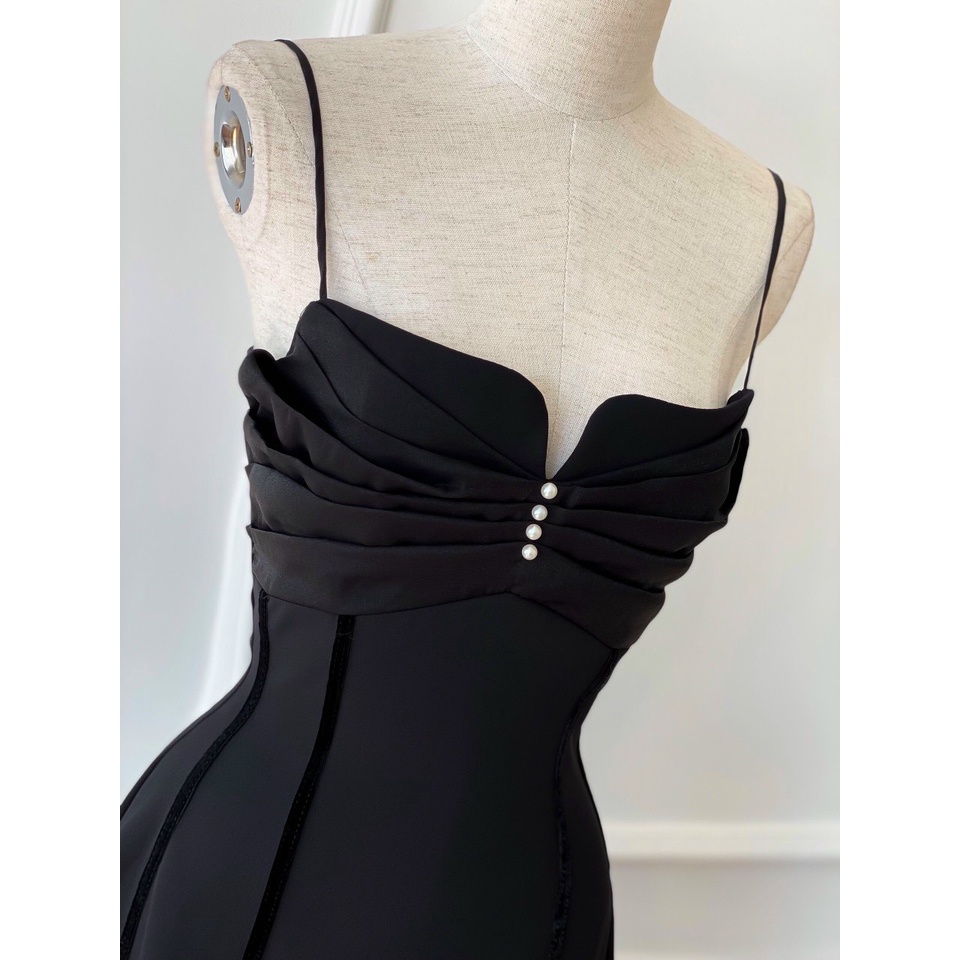 Đầm Dự Tiệc Hai Dây Gợi Cảm Dáng Xòe, Váy Maxi Xếp Ly YAMI DRESS