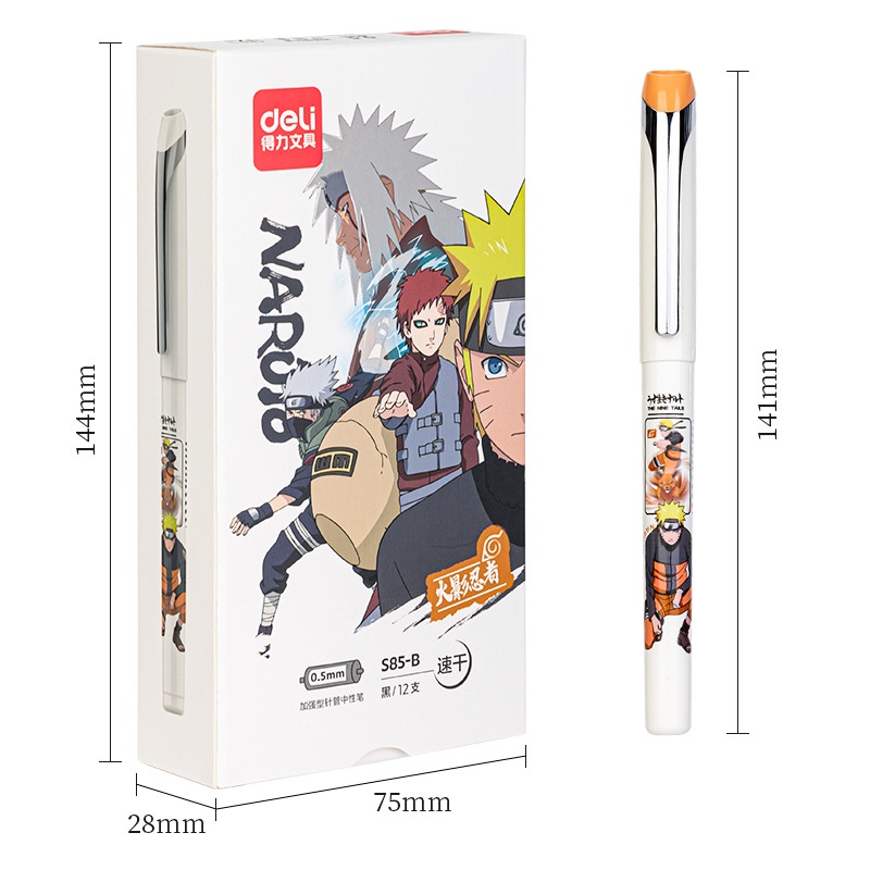 Set 4 Bút Bi Deli S85-B Họa Tiết Hoạt Hình Naruto Đáng Yêu