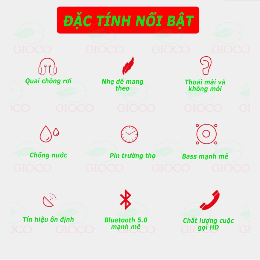 [SIÊU HOT]- Tai nghe Bluetooth 5.0 cao cấp A10 thể thao chống nước, tai nghe khong day-[GIOCO] | BigBuy360 - bigbuy360.vn