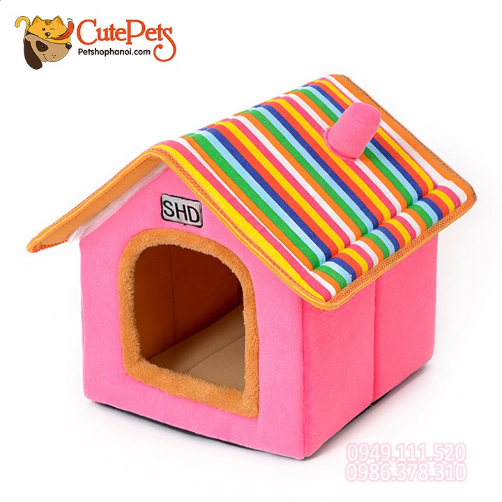 Nhà đệm nỉ hình nhà mái Ngói - Nệm Cho Thú Cưng - CutePets