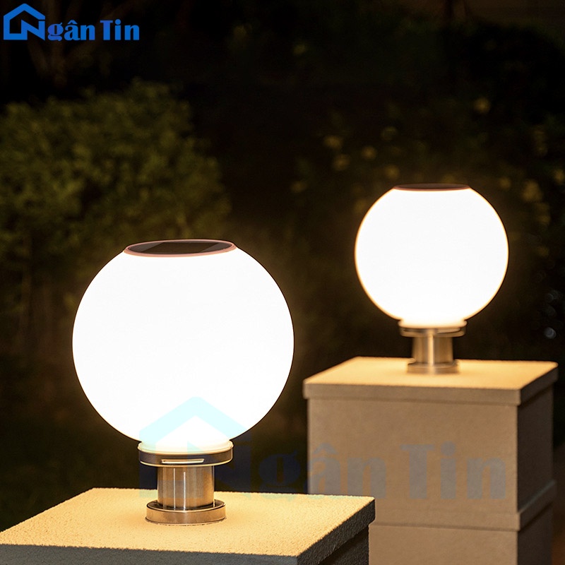 Đèn trụ cổng tròn năng lượng mặt trời trang trí trụ cổng tường rào Led 12W TD09 Ngân Tin