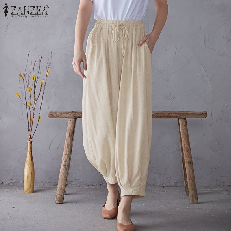 Quần dài ZANZEA ống rộng lưng thun năng động cho nữ