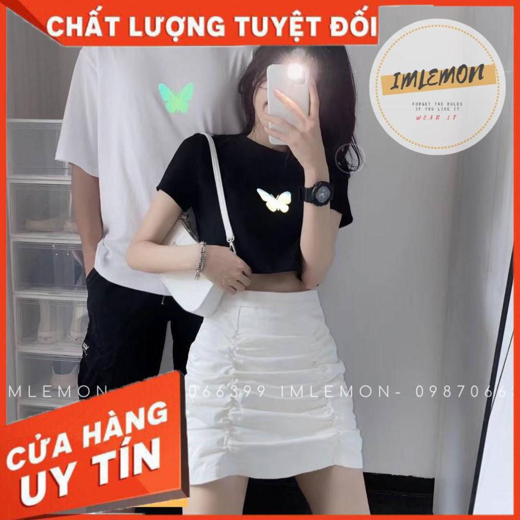 ÁO THUN NAM NỮ PHẢN QUANG  MIDNIGHT BUTTERFLY COUPLE – TEAM 2 KIỂU CROPTOP VÀ ÁO THUN FORM RỘNG