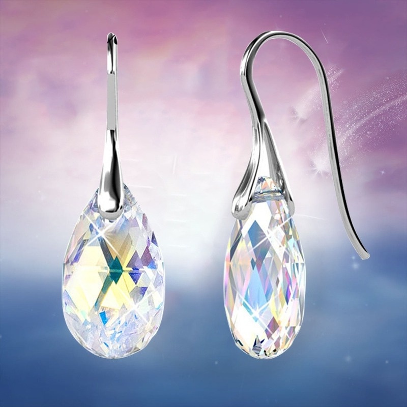 1 Đôi Bông Tai Đá Opal Tự Nhiên Dáng Dài Thời Trang Tinh Tế Lãng Mạn Dành Cho Bạn Nữ / Quà Tặng