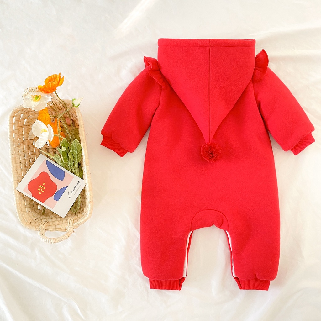 Sanlutoz Baby Girls Winter Rompers Cotton Long Sleeve Hooded