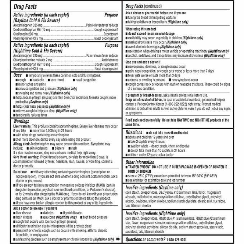 Viên uống Kirkland Cold & Flu Multi-Symptom Daytime & Nighttime 168 viên của Mỹ