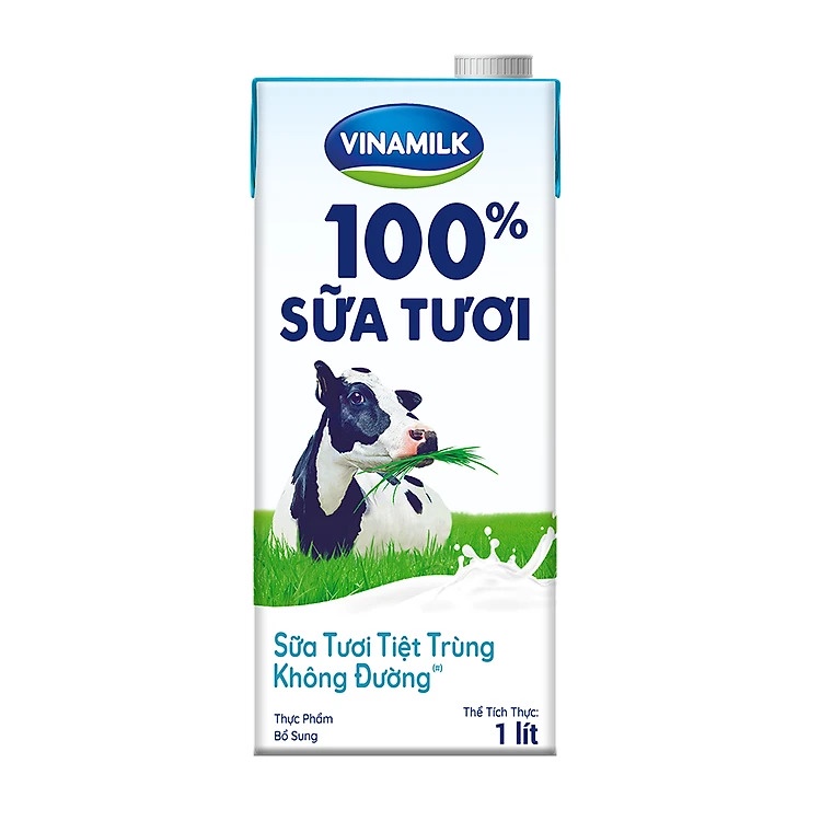 SỮA TƯƠI TIỆT TRÙNG VINAMILK 100% KHÔNG ĐƯỜNG - HỘP 1L