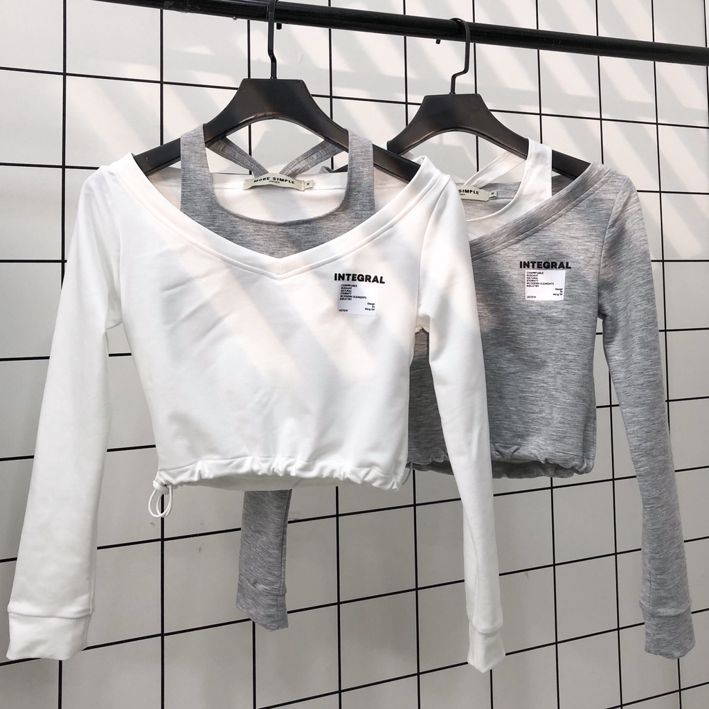 Áo Croptop Nữ Dài Tay Shi Vải Thun Da Cá Tici Phong Cách Ulzzang - Tuni Store