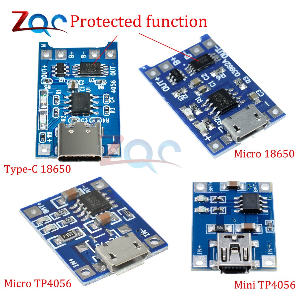 Bảng Mạch Sạc Pin Lithium Loại c Micro USB 5V 1A 18650 TP4056 Có Chức Năng Bảo Vệ
