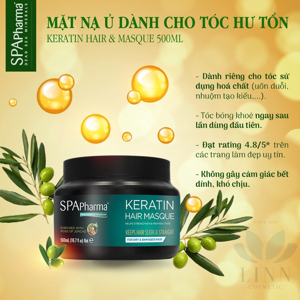 Mặt nạ ủ tóc Keratin Spa pharma dành cho tóc khô và hư tổn 500ml