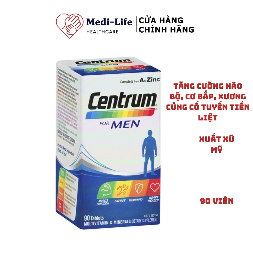 - Viên Uống Bổ Sung Vitamin Và Khoáng Chất Cho Nam Giới Centrum For Men Hộp 90 Viên -Thực Phẩm Chức Năng