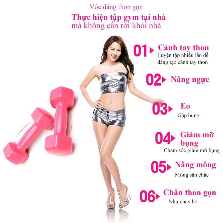 [Mã BMBAU50 giảm 7% đơn 99K] Tạ tay nữ 4kg lõi gang đặc bọc cao su tập gym,yoga chống trơn trượt, xước vỡ sàn Nhà