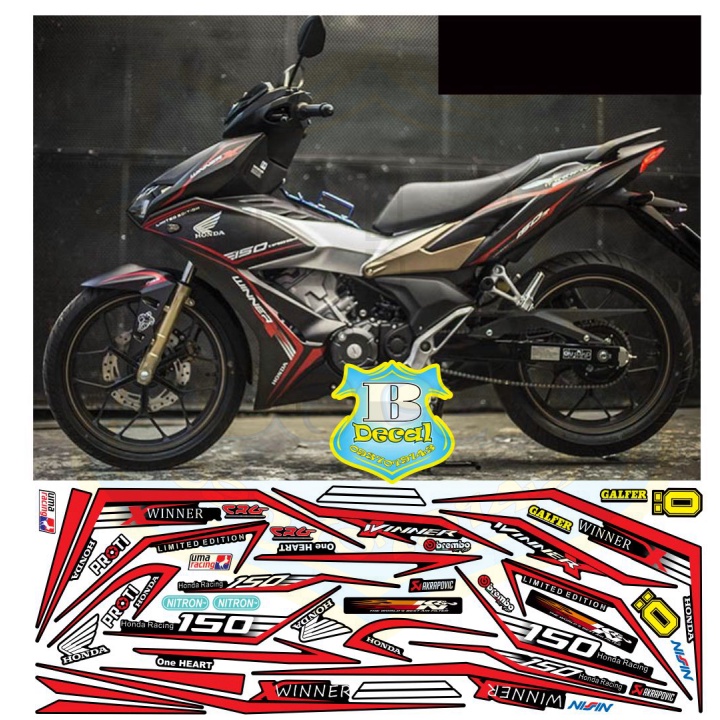 ( Quí khách vui lòng mang ra tiệm cho thợ dán ) Tem winner X chỉ đỏ đen nhám