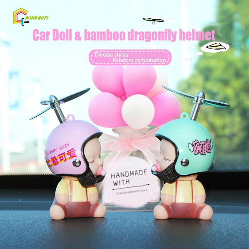 🎉TG Sáng tạo dễ thương Pacifier Baby Doll với mũ bảo hiểm Bảng điều khiển xe vui nhộn Đánh giá phụ kiện gương trang trí