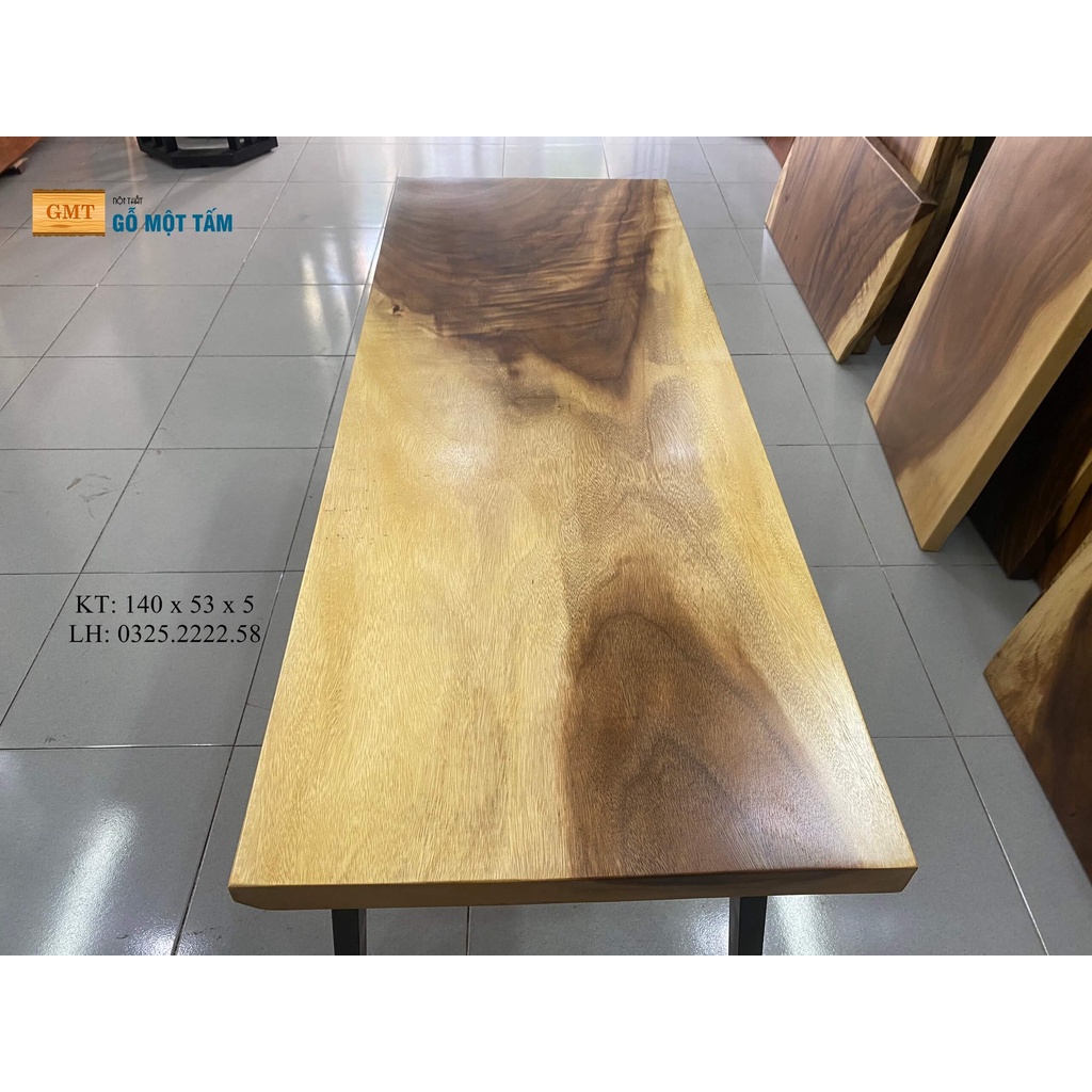 Bàn làm việc văn phòng, bàn làm việc gỗ me tây, bàn làm việc gỗ tự nhiên, bàn làm việc thông minh dài 1,4m x 53cm x 5cm