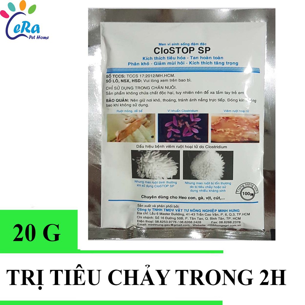 [HÀNG MỸ] Men sinh học cầm ngay tiêu chảy ói mửa cho chó mèo - Clostop 20g