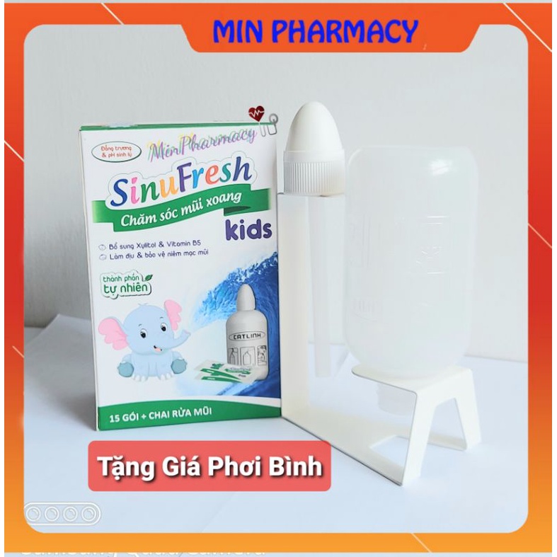 Muối rửa mũi xoang trẻ em sinu fresh kid hộp 15 gói + bình rửa mũi - ảnh sản phẩm 1