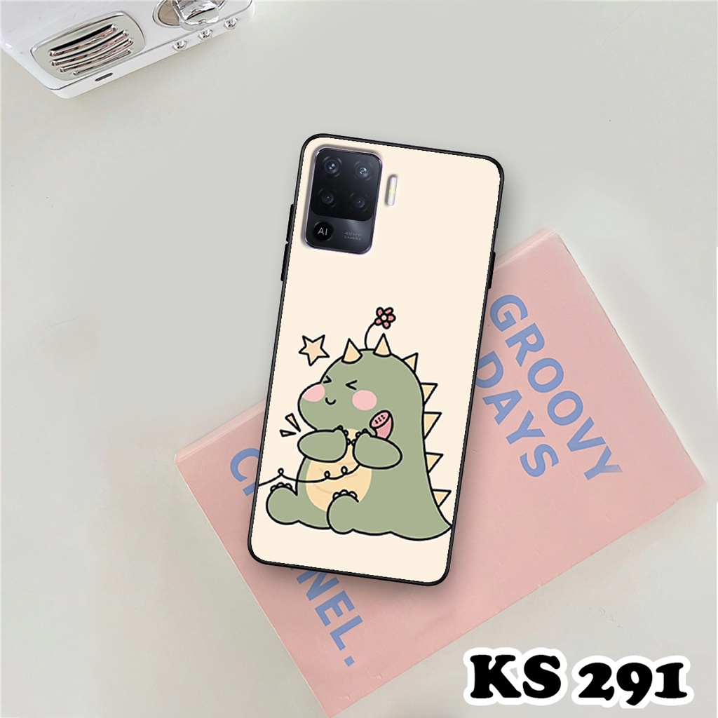 Ốp lưng Oppo A94 - Oppo A94 5G - Ốp in hình khủng long DinoCute - Lưng nhám viền TPU