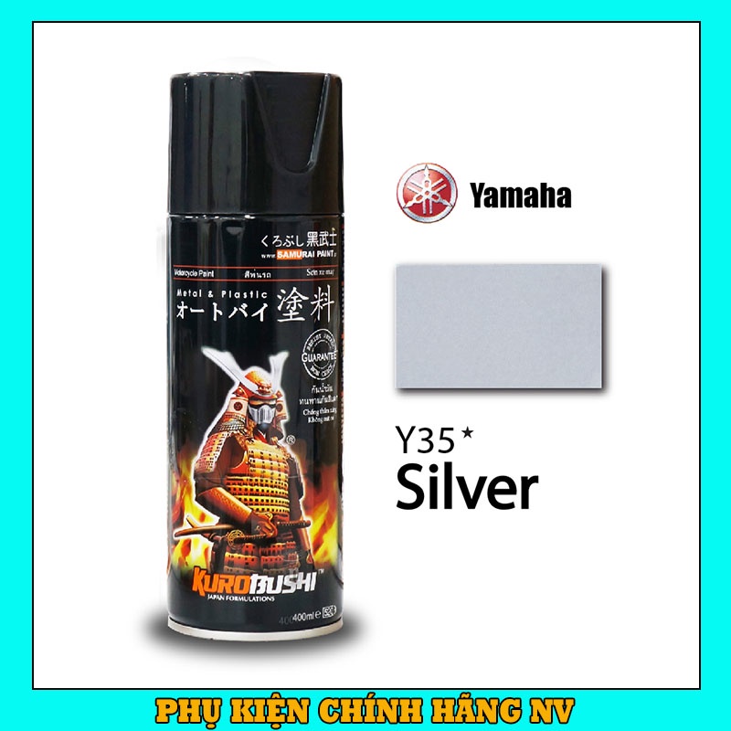 Sơn Samurai màu bạc Y35 chính hãng, sơn xịt dàn áo xe máy chịu nhiệt, chống nứt nẻ, kháng xăng