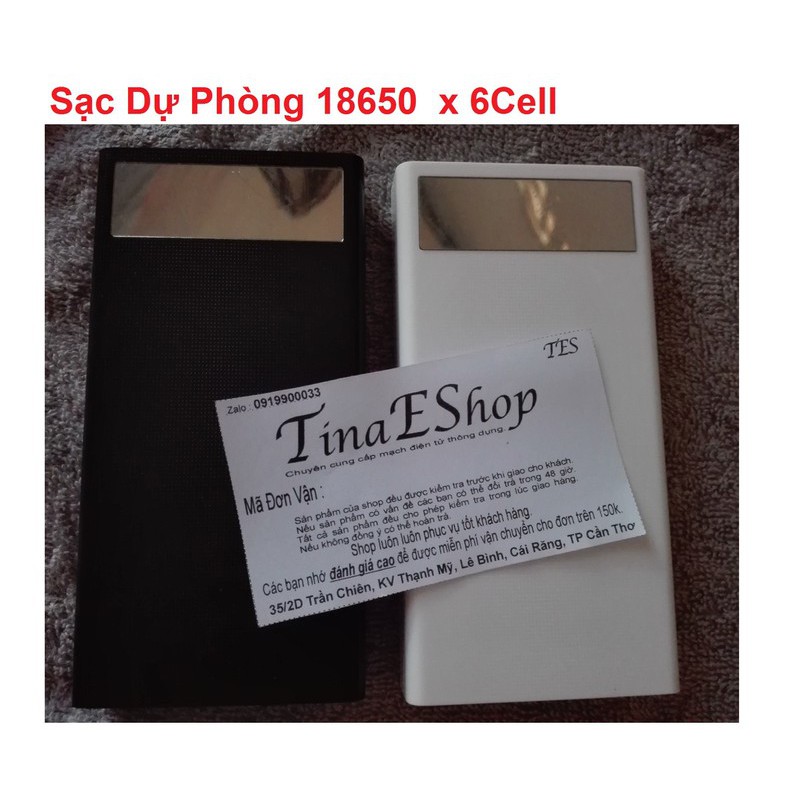 Mạch sạc dự phòng 18650 x6 cell + vỏ hộp _M106