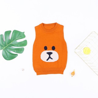 Áo ghile len dệt gấu pear dễ ab055-cam cho bé 9m-4t
