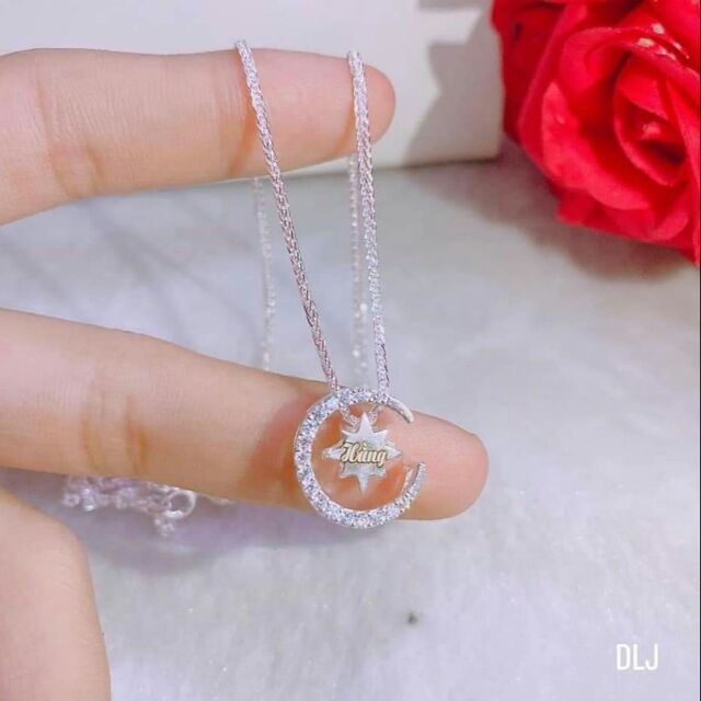 Dây chuyền bạc họa tiết trăng sao có khắc tên
