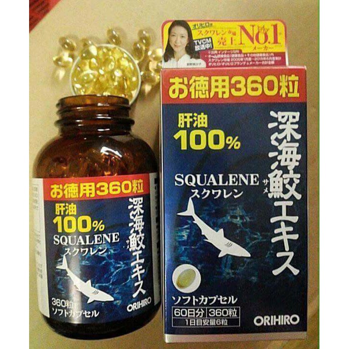 Dầu gan cá, Sụn Vi Cá Mập Orihiro Squalene 360 viên Deep sea Shark liver oil extract Cap