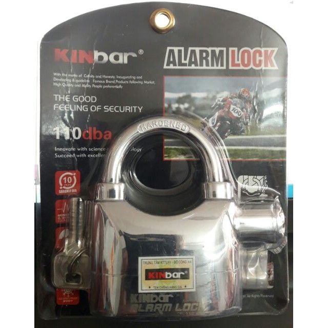 Ổ khóa chống trộm Kinbar chính hãng full tem, khóa cửa báo động 110DB 4 chìa