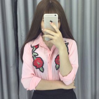 Áo sơ mi tay dài thêu hoa Cao Cấp
