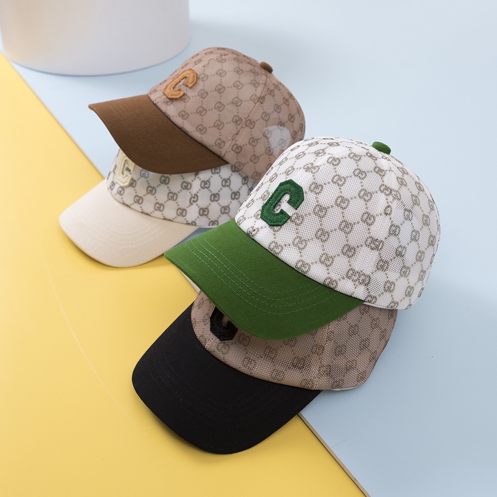 Mũ Lưỡi Trai Phối Lưới Thêu Chữ C Thoáng Khí Thời Trang Mùa Hè Cho Bé 3-8 Tuổi