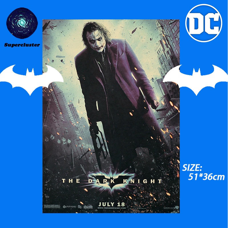 Áp Phích Dán Tường Trang Trí Hình Batman Dc 50.5x35cm