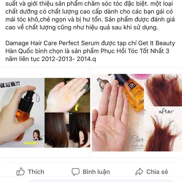 Dầu dưỡng tóc damage hari care