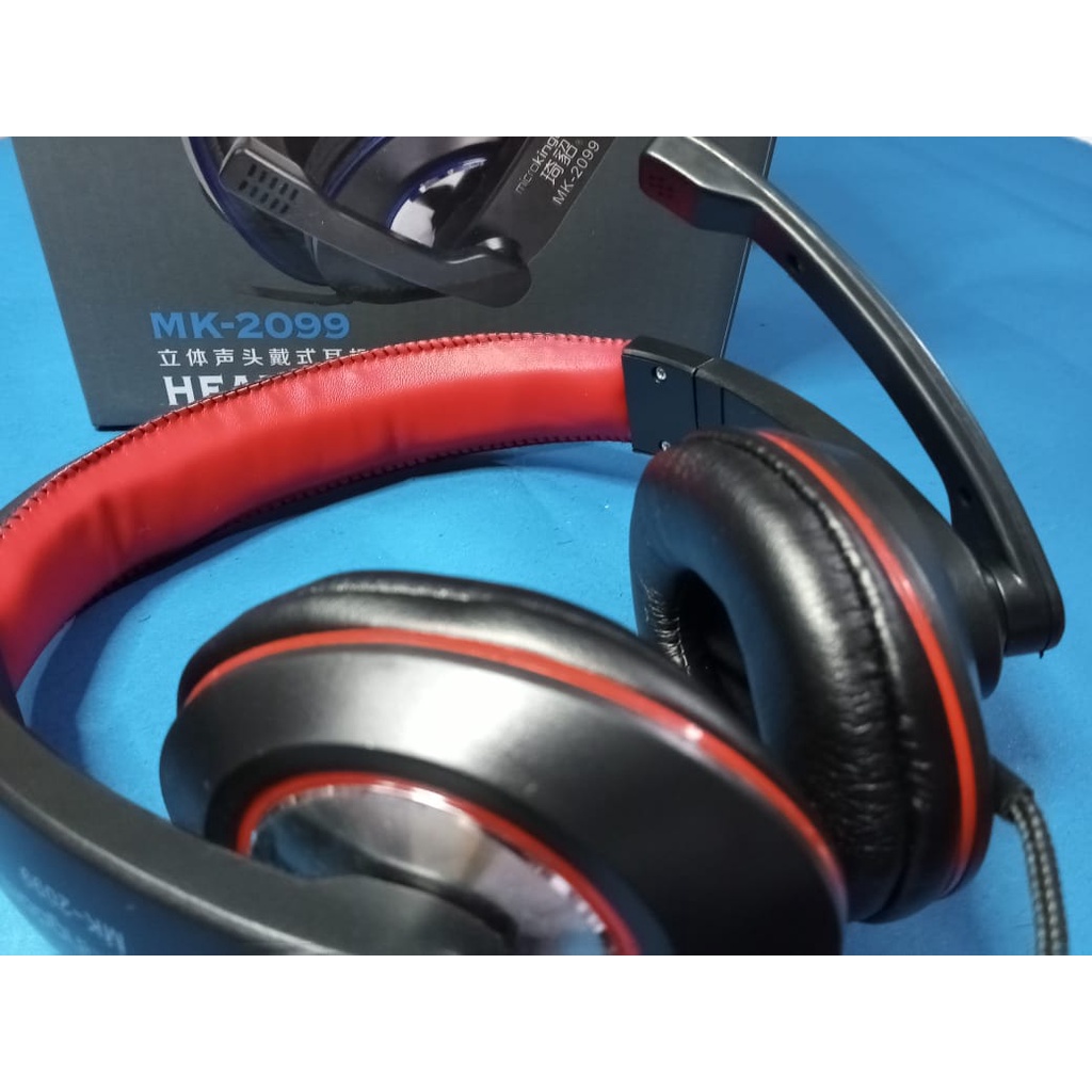 Tai nghe chụp tai cho máy tính Microkingdom MK 2099 có mic - Hỗ trợ học trực tuyến, chat video call