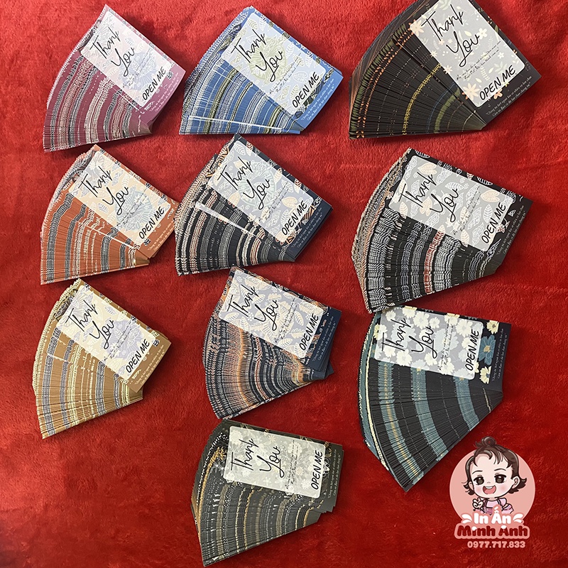 Tem dán sticker thank you, open me, tem niêm phong cute dán vintage trên hộp carton, túi giấy kraft đựng quà DCD01