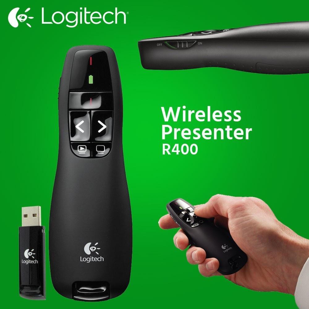 Bút trình chiếu không dây Logitech Wireless Predenter R400 Laser 2.4G Hàng Chính Hãng