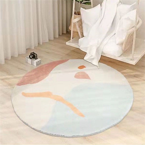 Thảm lót sàn hình tròn bằng cashmere giả dày dặn chống trượt họa tiết hoạt hình trang trí nhà cửa