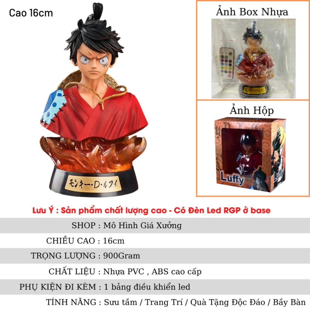 Mô hình One Piece Luffy Tượng Bán Thân + có Led RGB siêu đẹp , cao 16cm , figure anime one piece , mô hình giá xưởng