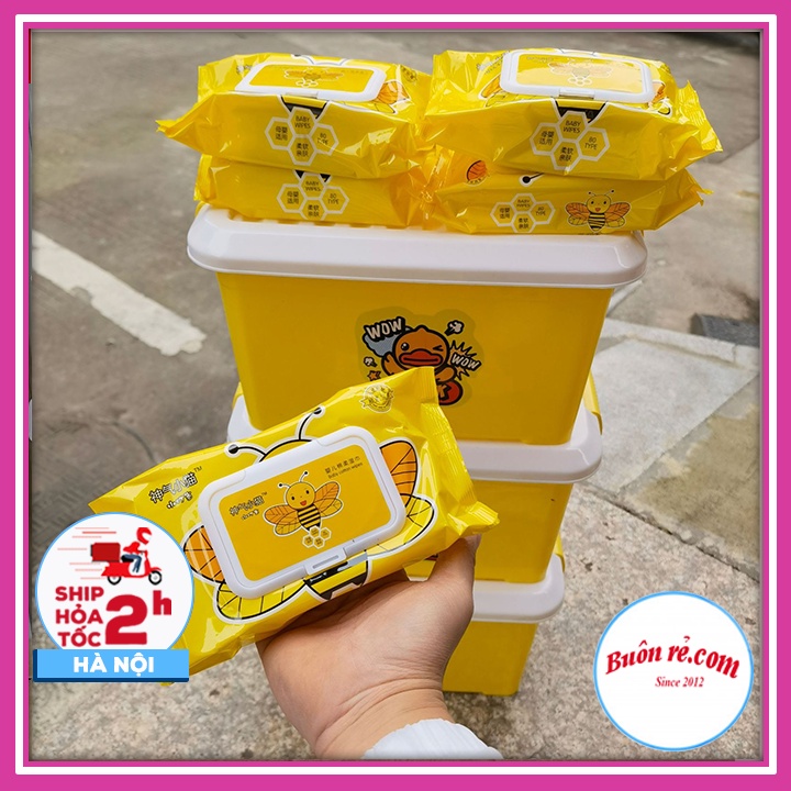 Khăn giấy uớt B Duck TẶNG KÈM Thùng nhựa – Giấy ướt vịt vàng tiện lợi, xinh xắn, dễ sử dụng - 01570