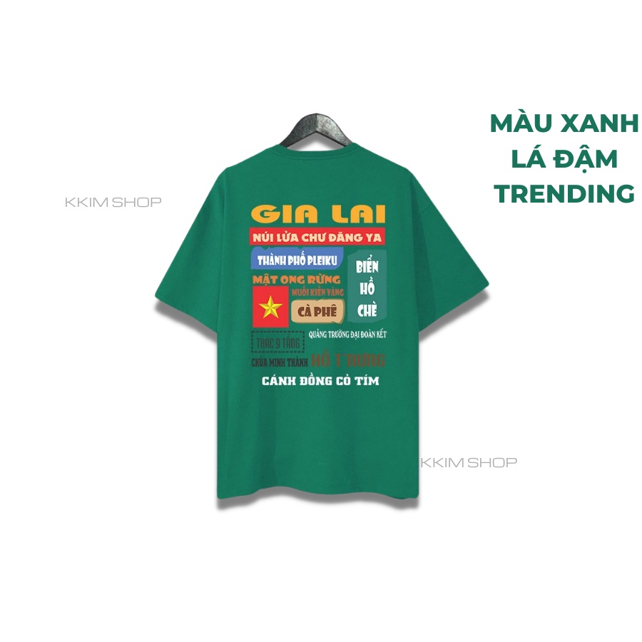 Áo thun tay lỡ GIA LAI, Áo phông 63 tỉnh thành Form rộng oversize, chất liệu Cotton KKIMSHOP