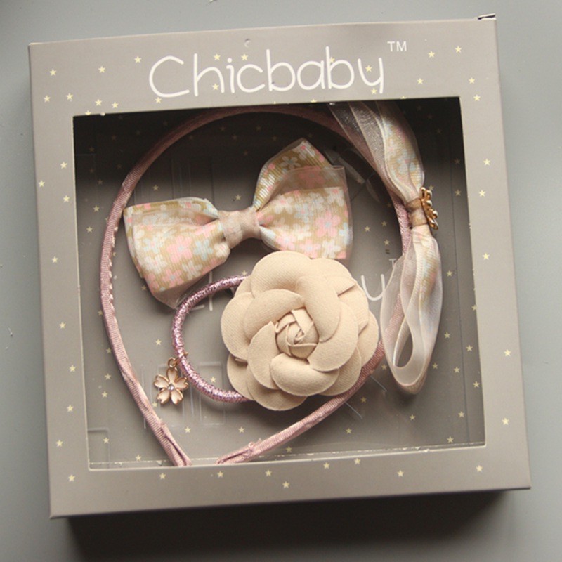 [Set làm quà tặng]Băng đô cài tóc cao cấp cho bé gái chính hãng Chicbaby-có hộp