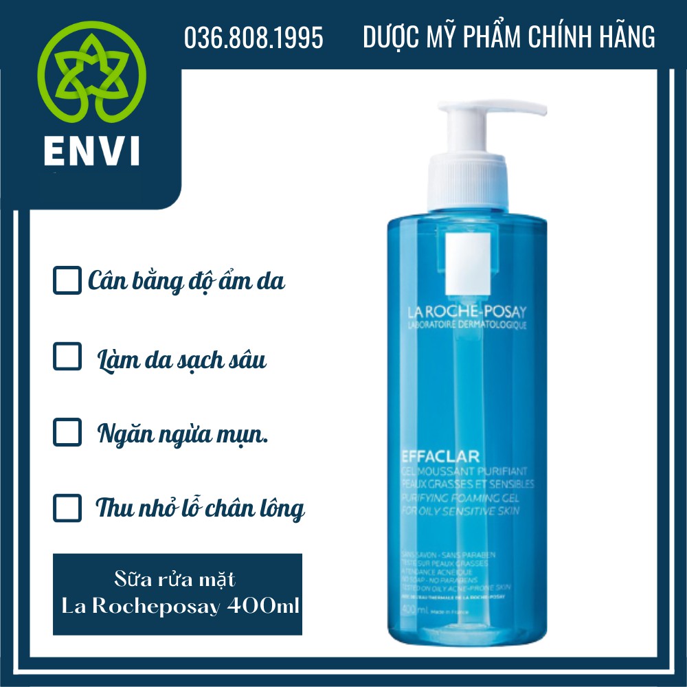 Gel rửa mặt tạo bọt cho da dầu nhạy cảm La Roche-Posay 400ml