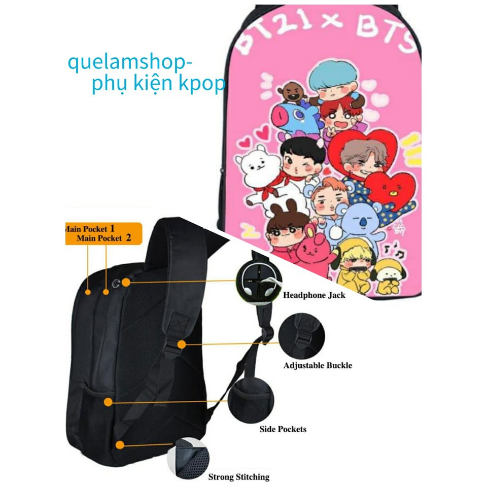 Balo kpop BT21,BLACKPINK-HÌNH NHÓM CỰC ĐẸP-KÈM QUÀ