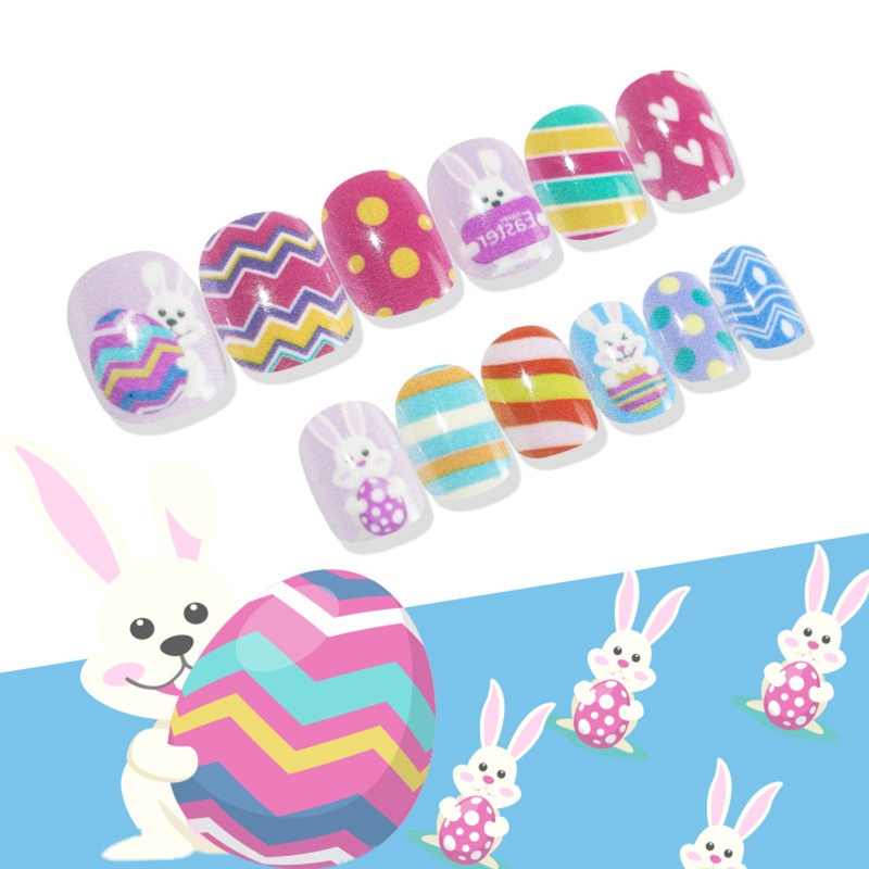 Youyo Móng Tay Giả Tự Dính Hình Thỏ Phục Sinh Dễ Thương Cho Bé