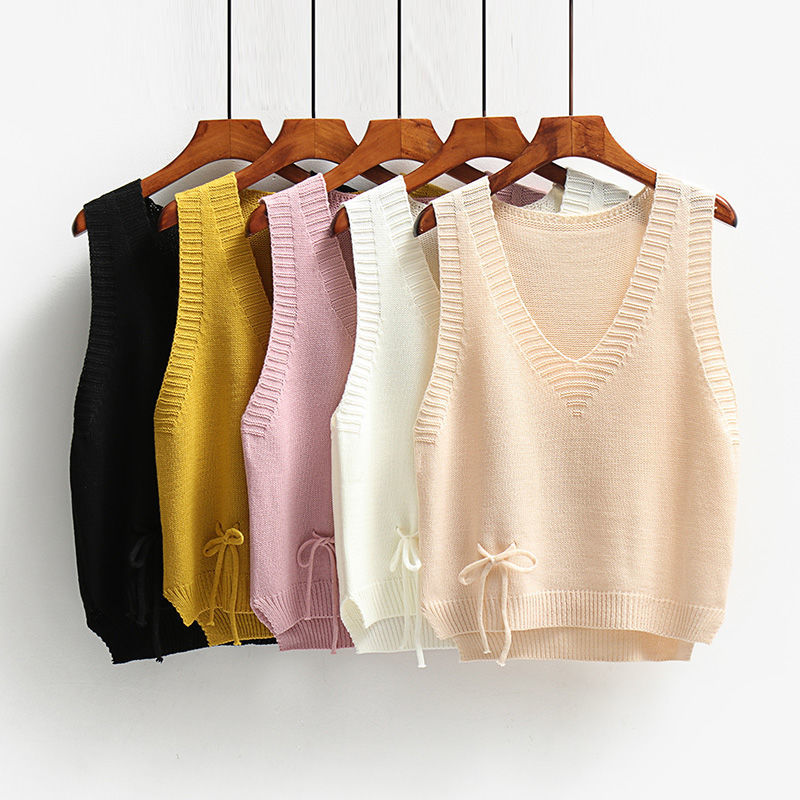 Áo Gile New Korean Student Short Sleeveless Pullover Sweater Vest Women