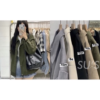 Áo khoác BOMBER da lộn cúc bấn Style Hàn Quốc
