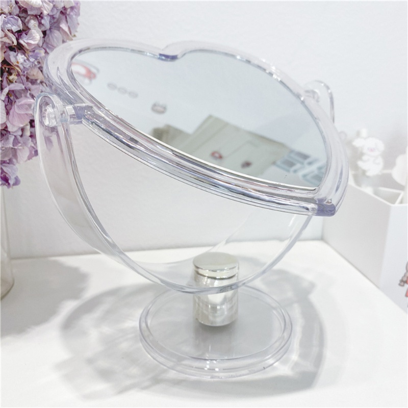 Gương Trang Điểm Hình Trái Tim Hai Mặt Bằng Acrylic Trong Suốt Để Bàn