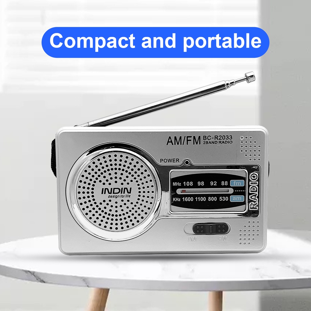 Radio Mini huarmey BC-R2033 AM FM Bỏ Túi Công Suất Thấp Tích Hợp Loa Tiện Dụng Cho Gia Đình