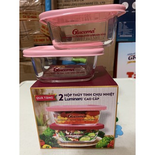 Set 2 hộp thủy tinh chịu nhiệt luminarc cao cấp 380ml quà tặng từ sữa glucerna